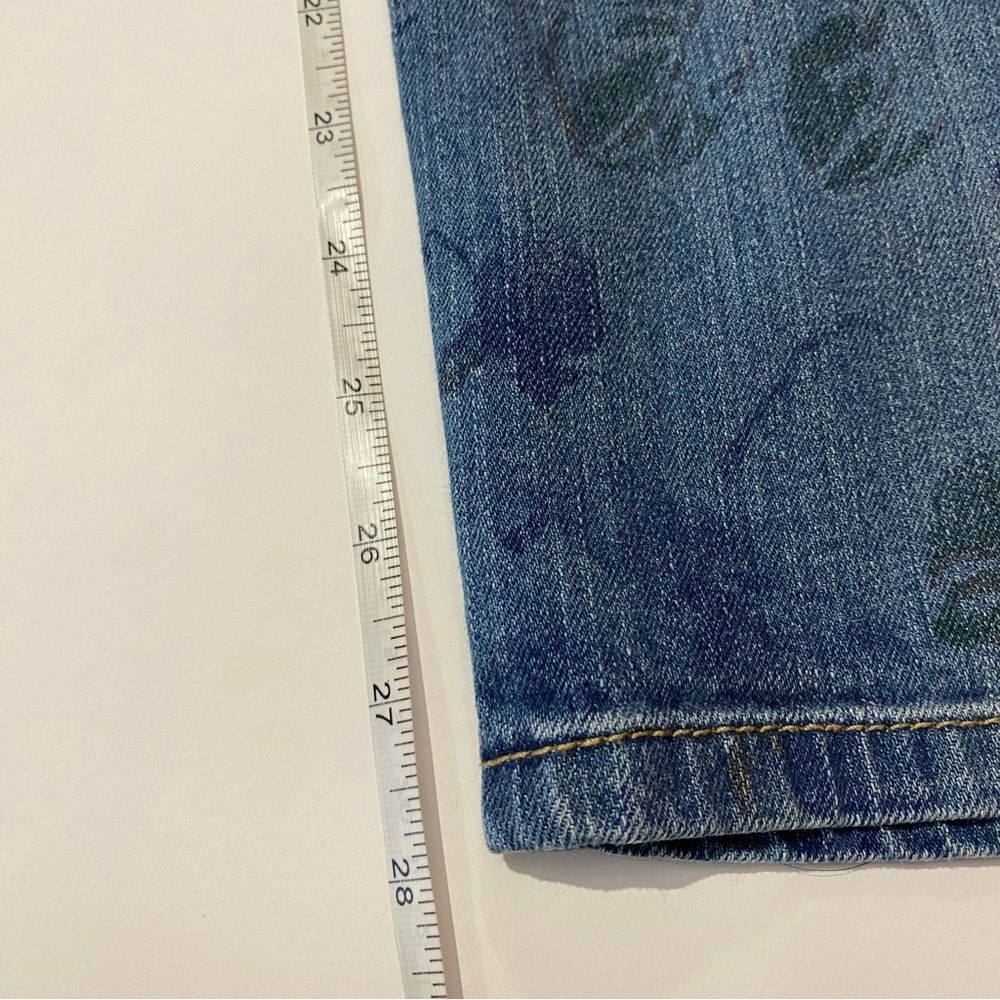J. Jill Denim Straight Fit Slim Boyfriend Ink Stamped Floral Print Jeans Size 8 - Picture 9 of 13